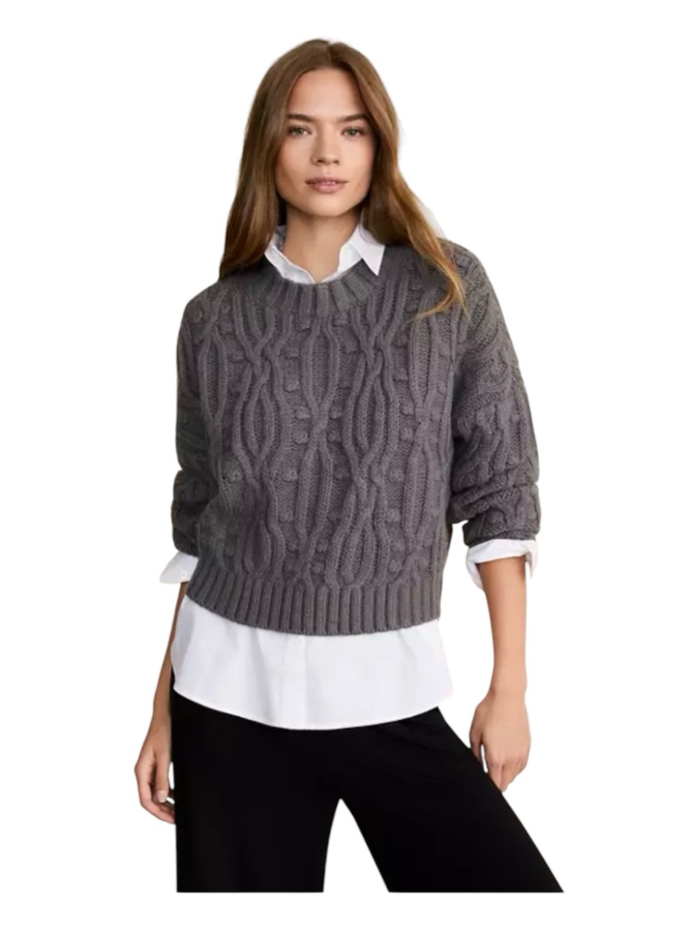 Lou & Grey Chunky Cable Sweater in Gray